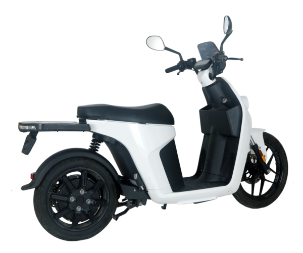 Scooter électrique 50cc blanc vue arrière